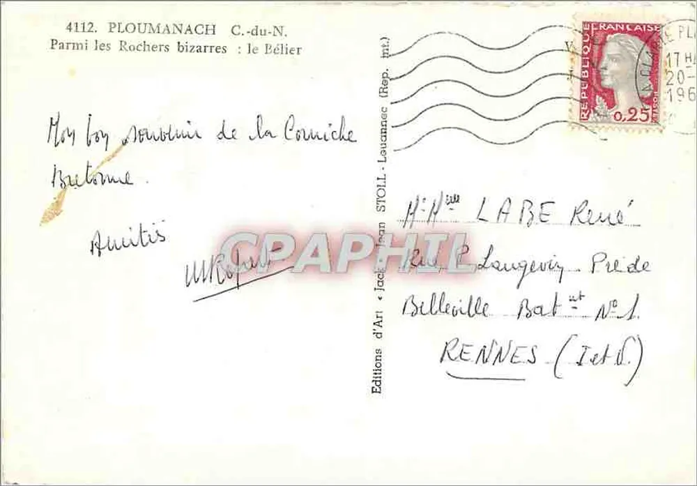 P loumanach C.-du-N. — Unter den seltsamen Felsen: Der Bélîer — Éditions d'Art Stoll, Laucanne - Rückseite