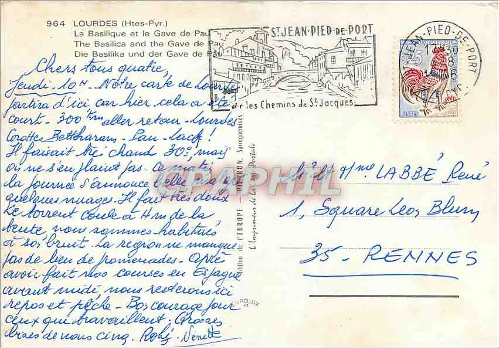 Lourdes (Hautes-Pyrénées) — Basilique et le Gave de Pau — Édition de l'Europ - Verso