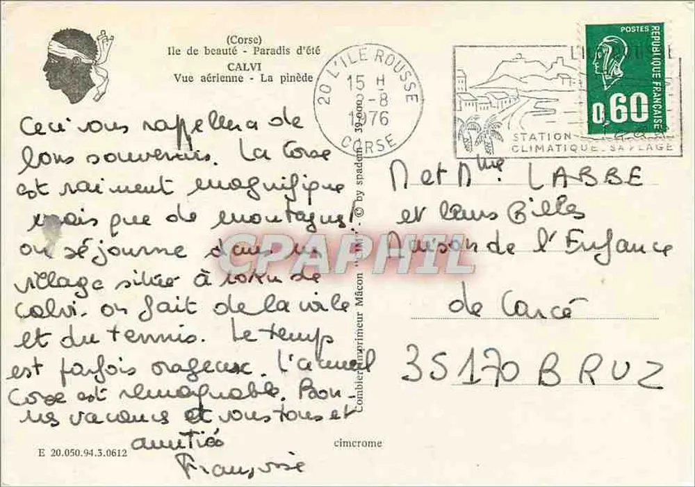 Calvi - Luftbild - Die Pinie — (Korsika) - Verleger: - Rückseite