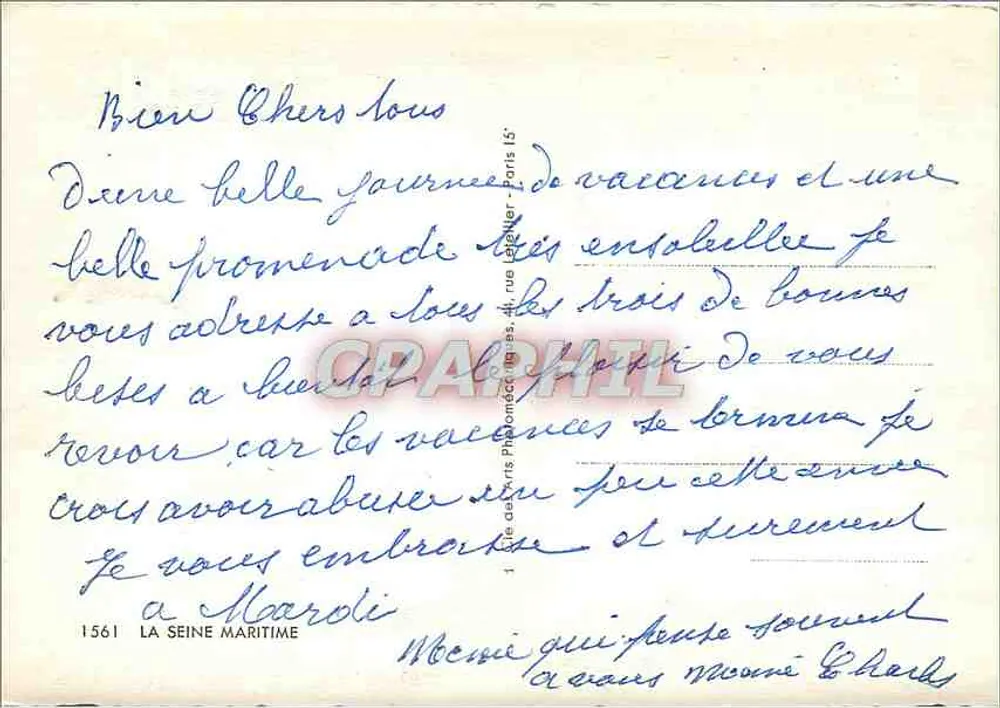 सीन मारिटाइम — पैनोरमिक पोस्टकार्ड सहित मानचित्र और दृश्य — 1561 - पीछे