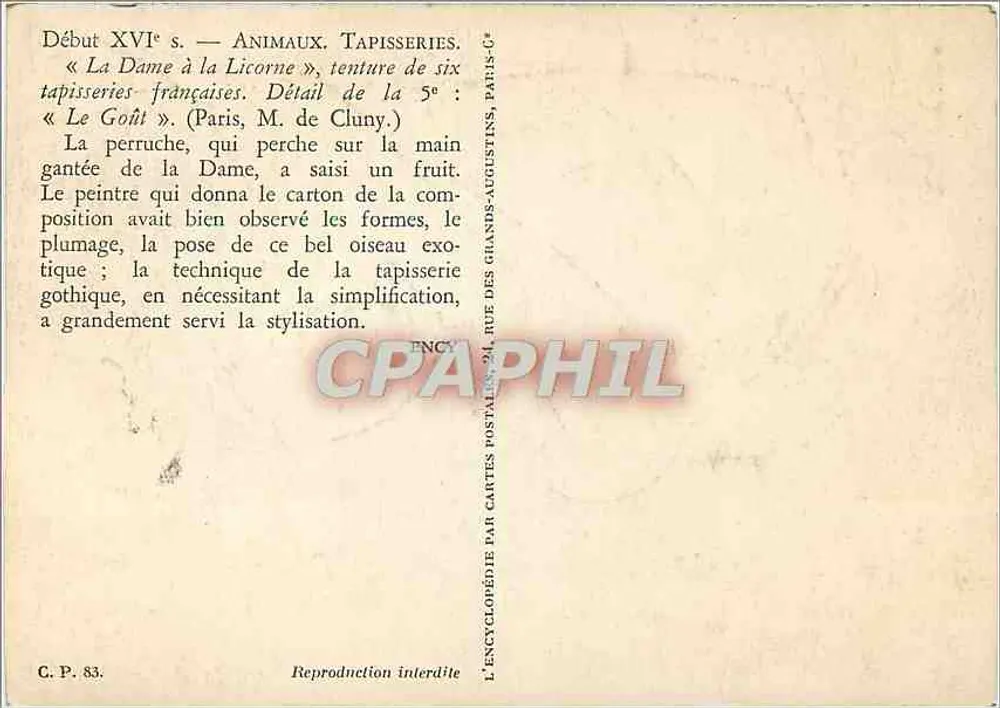 Dama z Jednorożcem — Detal tapicerki «Le Goût» — Paryż, Muzeum Cluny - Rewers