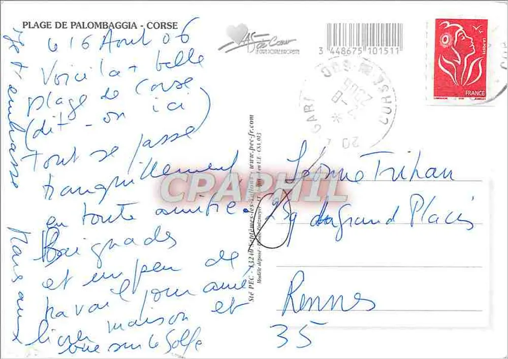 Praia de Palombaggia — Córsega — editor não visível - Verso