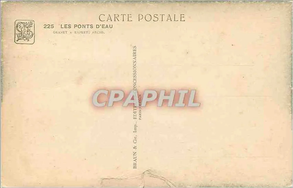 Les Ponts d'Eau — Arches — Editor Braun & Cie, Paris - Verso