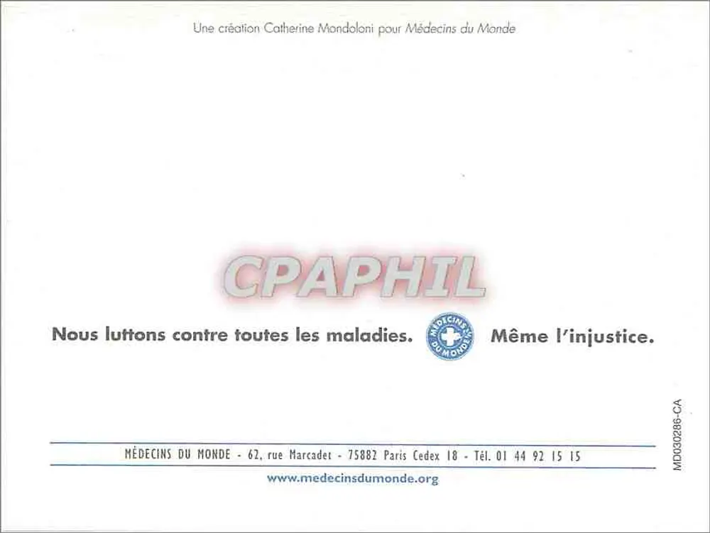 Pomba em um caminhão — Paz e solidariedade — Médecins du Monde, MD030286-CA - Verso