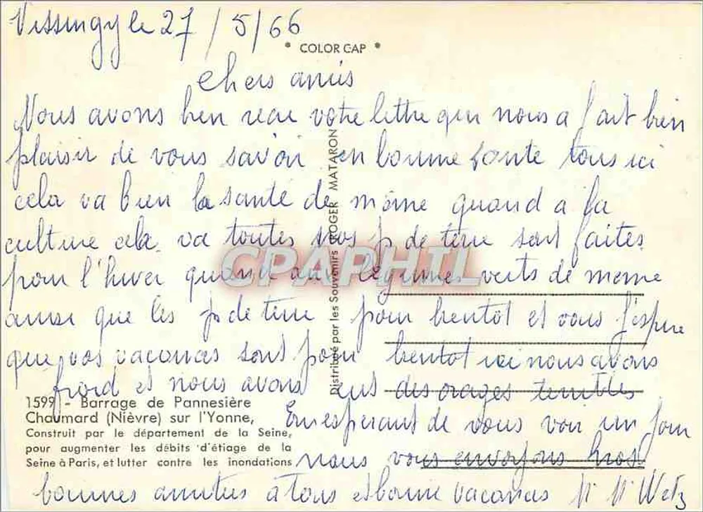 Staudamm Pannesière — Nièvre — Verlag Les Souvenirs de Gap, Nr. 1599 - Rückseite