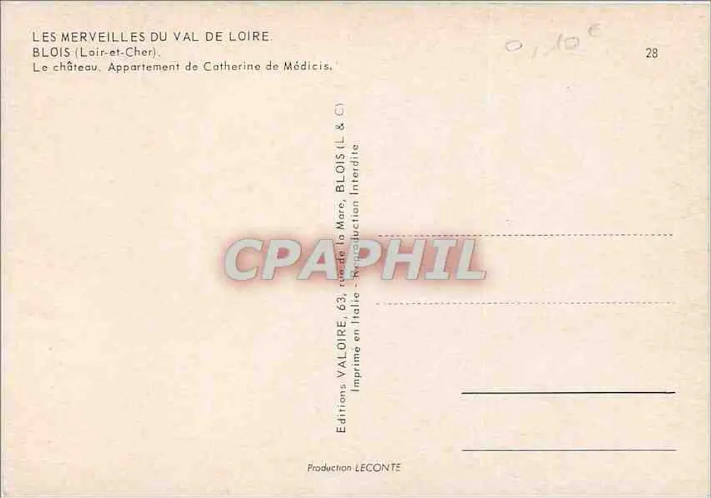 Appartement de Catherine de Médicis — Blois (Loir-et-Cher) — Éditions Valoire - Rückseite