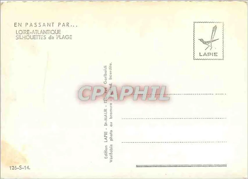 Praia de Loire-Atlantique — Silhuetas — Edição Lapie, n° 126-S-14 - Verso