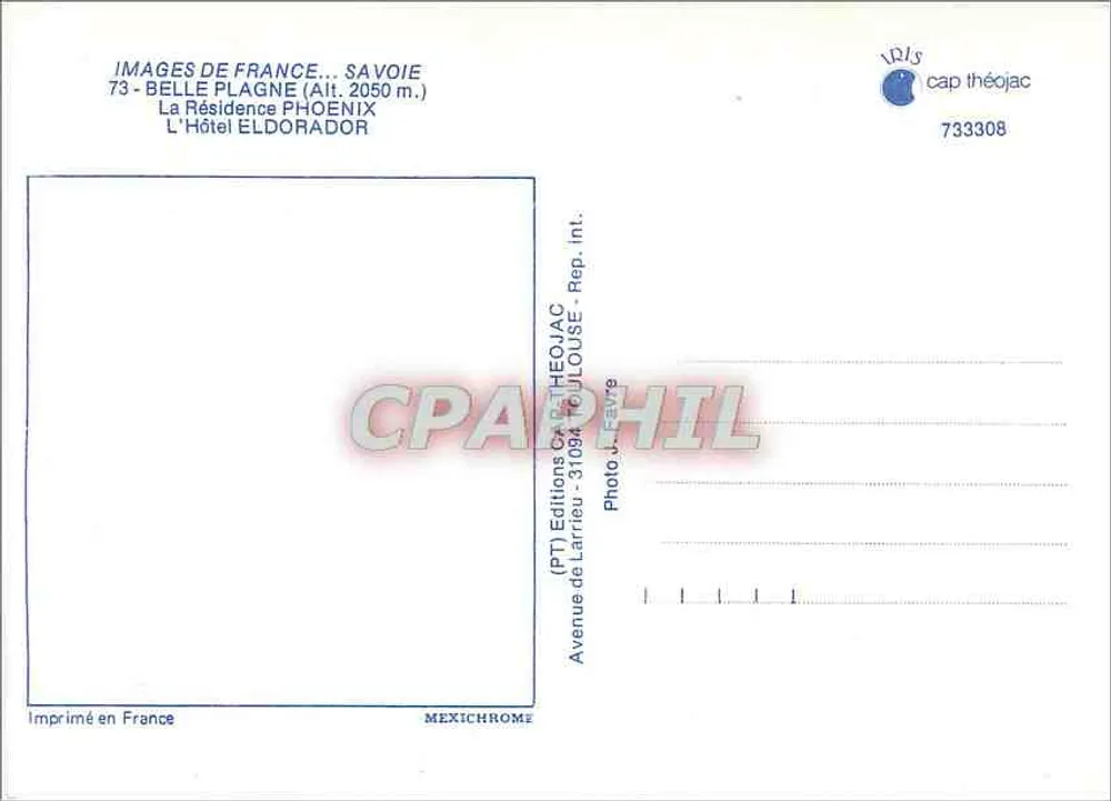 Belle Plagne — vista invernal de las residencias — Éditions de Larnieu - Reverso