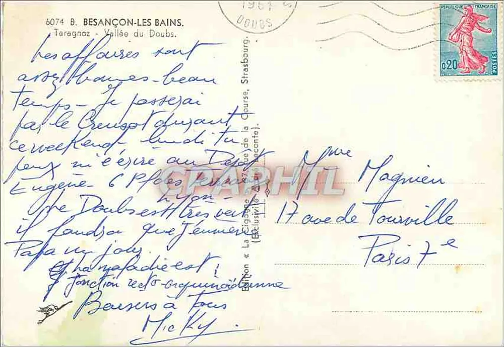 BESANÇON-LES BAINS — Visão aérea do Doubs e das margens - Verso