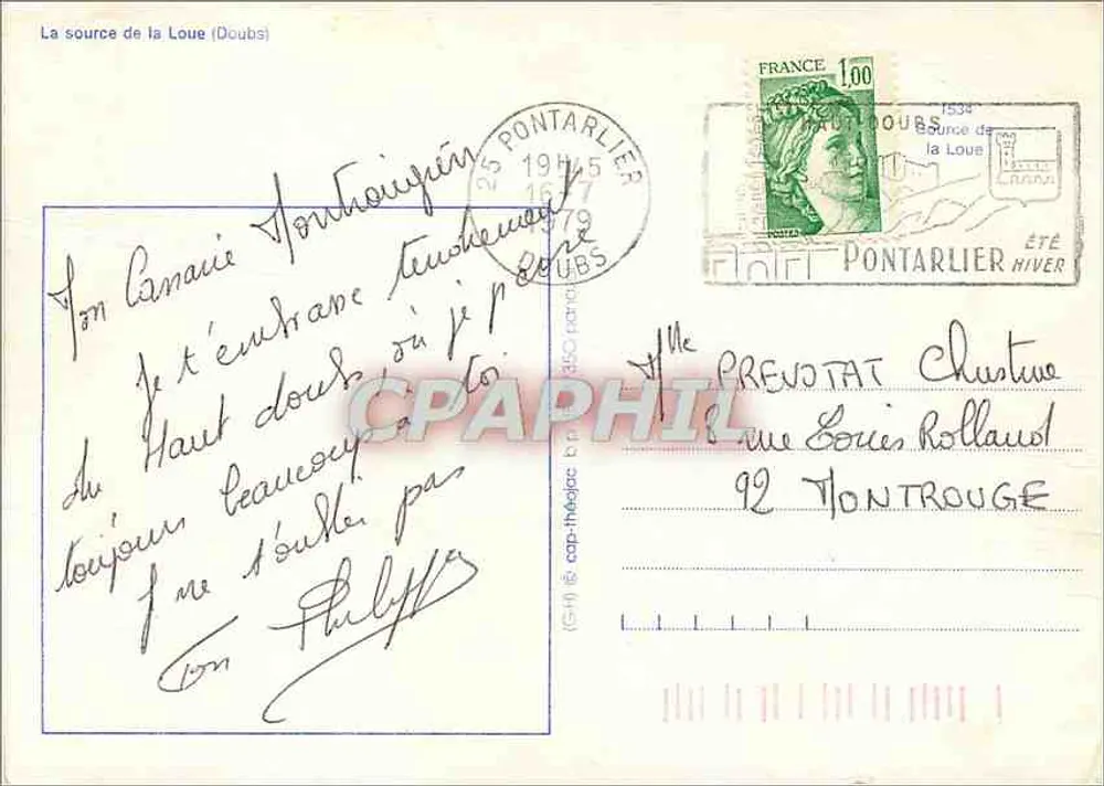 A fonte da Loue (Doubs) — Pontarlier — editor não visível - Verso