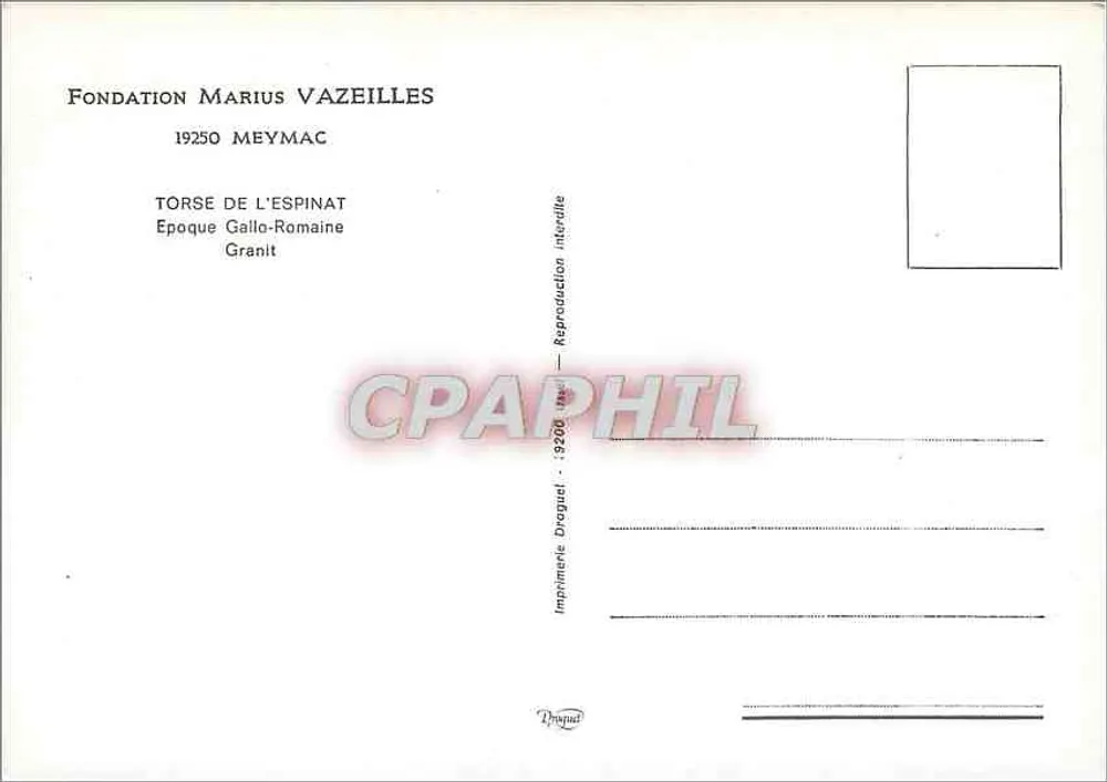 Tors des Espinat — Gallo-Römische Zeit — Fondation Marius Vazeilles, 19250 Meymac - Rückseite