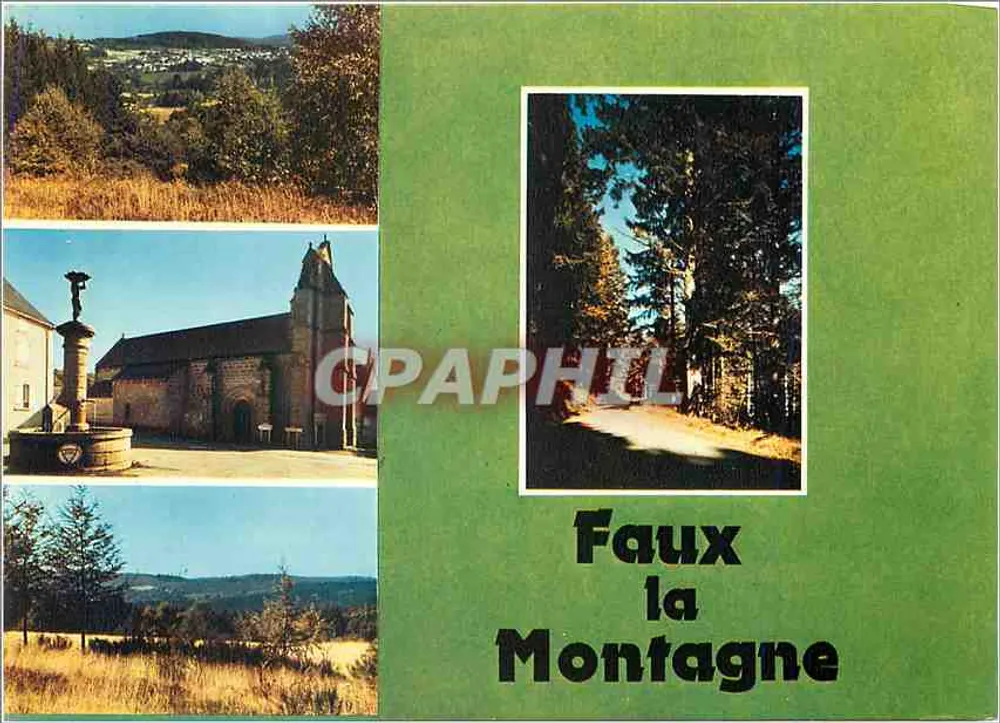 Faux-la-Montagne — vista geral, igreja, arredores — Mexichrome - Frente