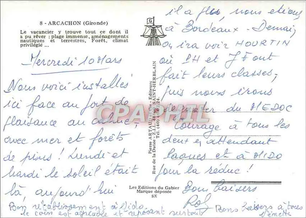 Arcachon — praia, pôr do sol, porto — Les Éditions du Gabier - Verso