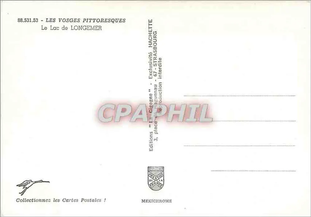 Lago de Longemer — Os Vosges pittorescos — Edições "La Gigogne", Strasbourg - Verso