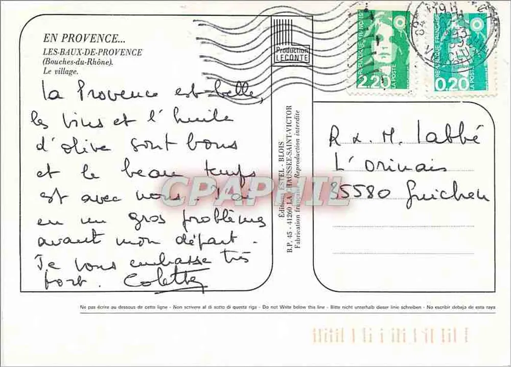 Les Baux-de-Provence — aldeia fortificada na Provência — Editor Estel, n°45 - Verso
