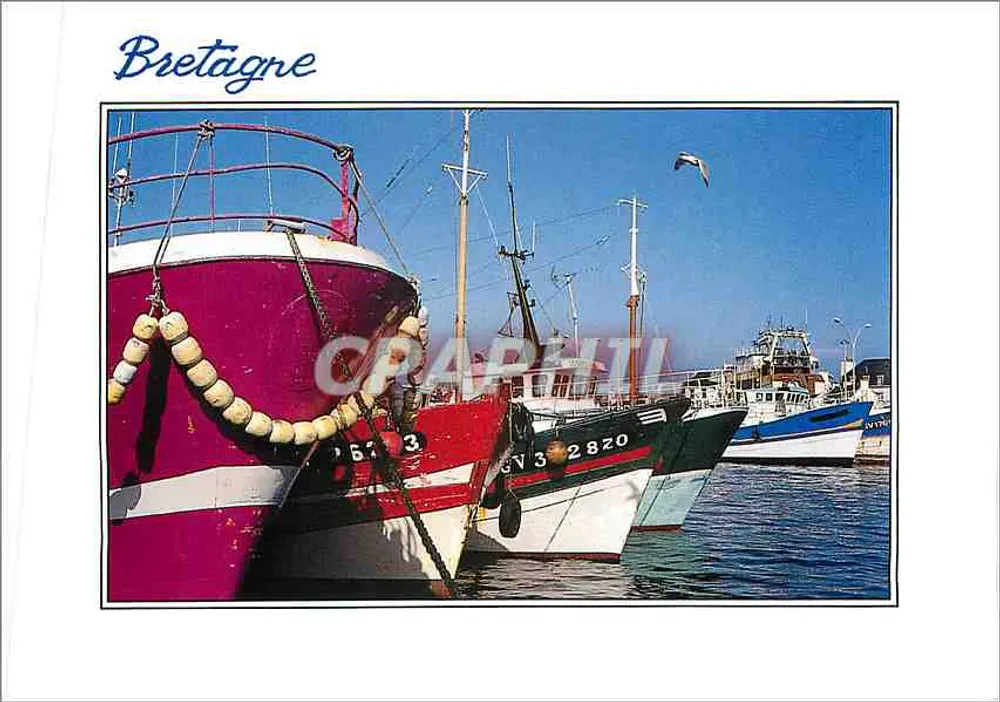 Statki rybackie w Kerbourg — Bretagne — Wydawnictwo Campings - Plansza wodna - Awers