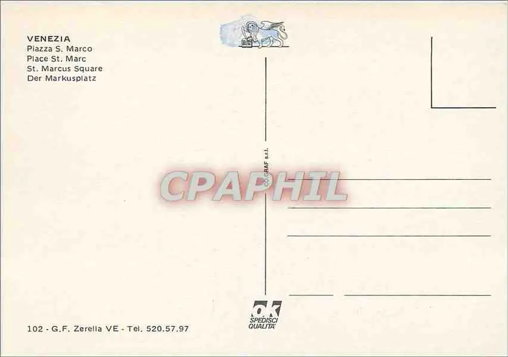 Piazza San Marco — Veneza — editor G.F. Zerella - Verso
