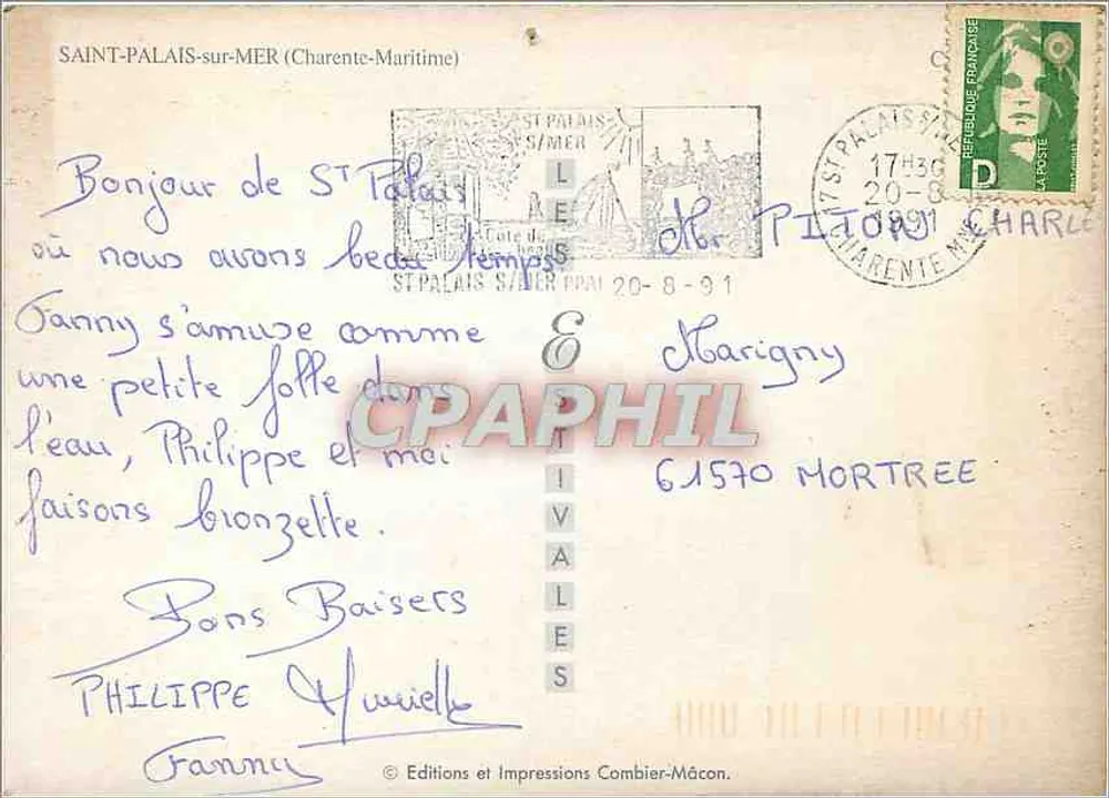 Saint-Palais-sur-Mer — praia e rochedos — Edições e Impressões Combier-Mâcon - Verso