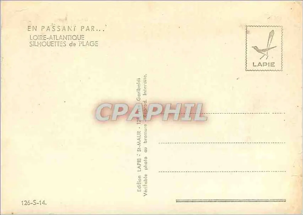 Silhuetas de praia — Loire-Atlântique — Edição Lapie - Verso