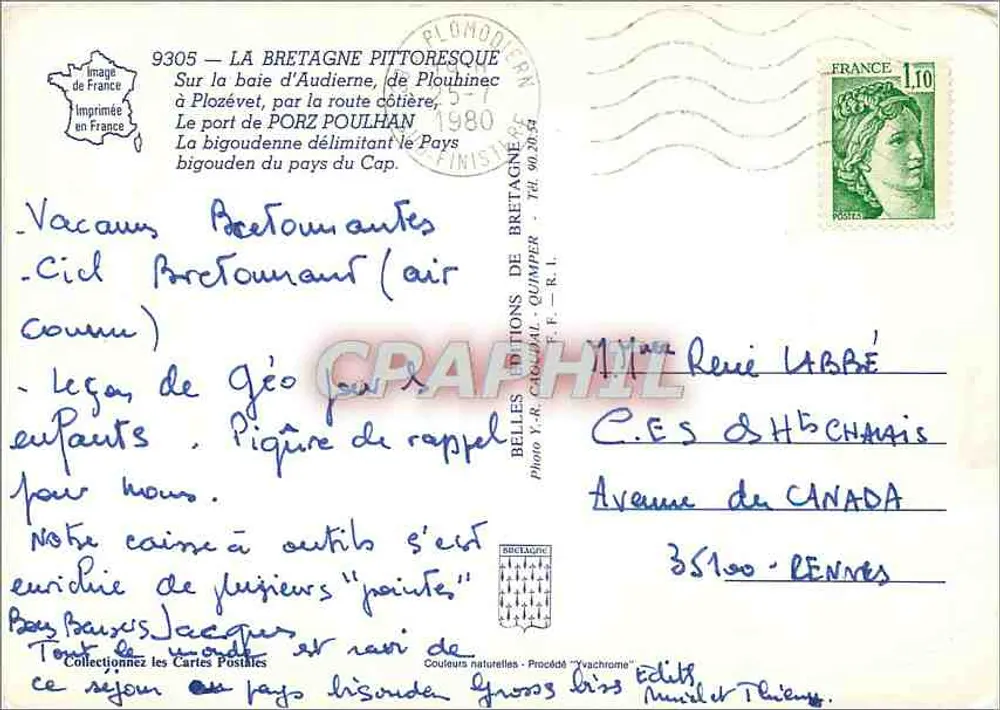 Porz-Poulhan — porto de pesca e estátua da Bigouden — edições Belles Images de Bretagne - Verso