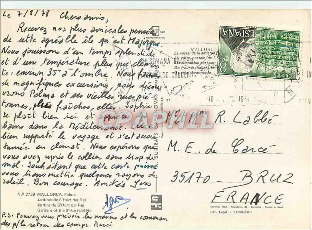 Jardins de l'Hort del Rei — Mallorca — Éditeur FEDA, n° 2739 - Verso