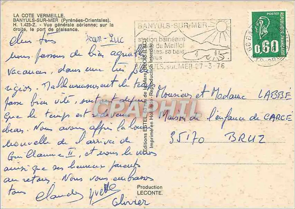 Banyuls-sur-Mer — Allgemeine Luftaufnahme — Éditions Estel - Rückseite