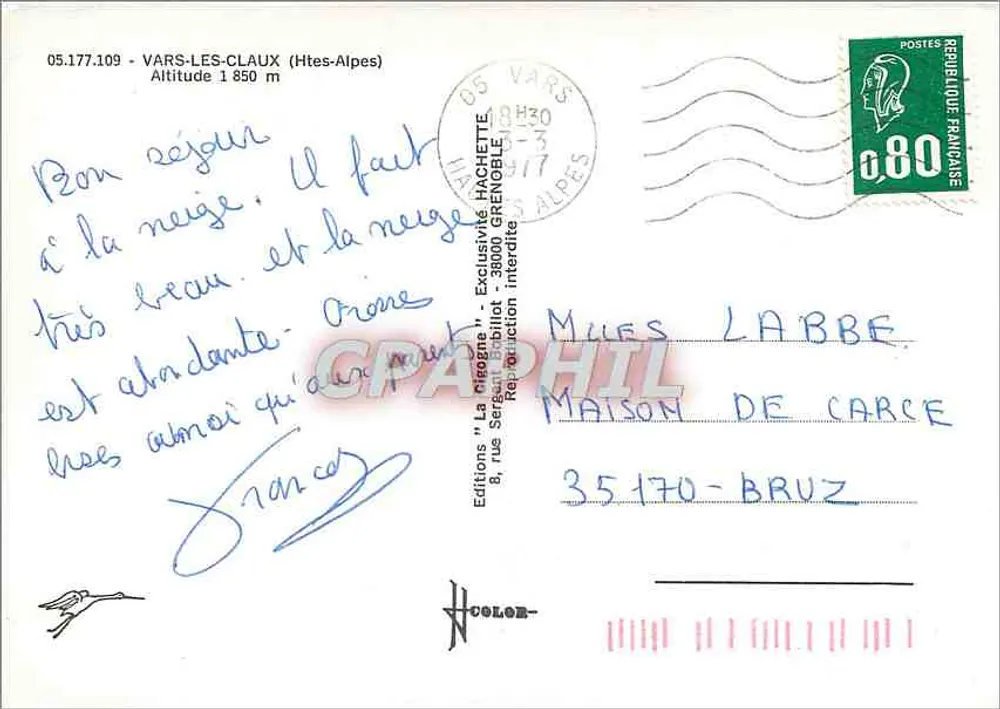 Vars-les-Claux — estação de esqui — Edições 'La Dégrome' - Verso