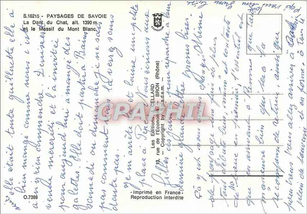 A Dent do Gato e o Mont-Blanc — Paisagens da Saboia — Éditions L'CELLARD, Bron (Rhone) - Verso