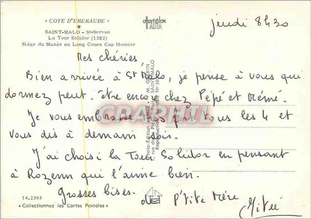 Torre Solidor — Saint-Malo — Editor Emgé, n° 14.2395 - Verso