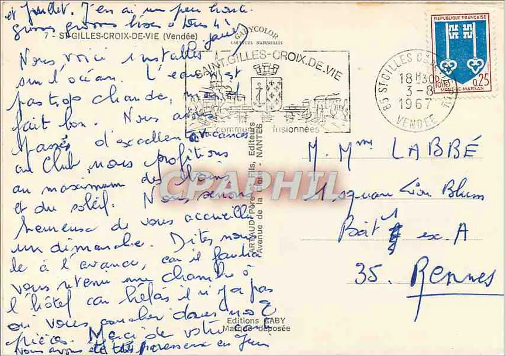 Saint-Gilles - Croix-de-Vie — Carte postale touristique — Éditions EABY - Verso