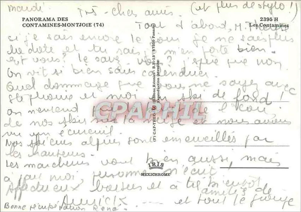 Les Contamines-Montjoie — vista de esqui — editor IRIS, n° 2395 H - Verso