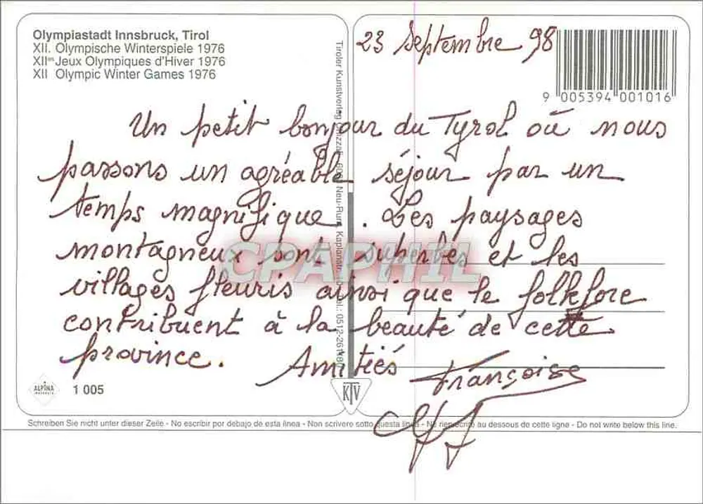 Innsbruck — 1964 Olympiastadt 1976 — Alpina - Verso