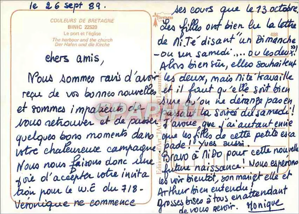 Biniac — porto de pesca e porto de recreio — Éditions Couleurs de Bretagne - Verso