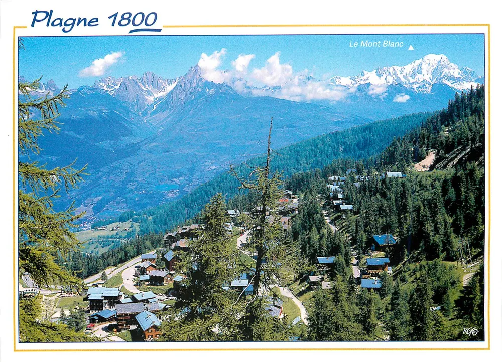 Plagne 1800 — Vue panoramique du Mont Blanc — Éditeur PGO - Recto