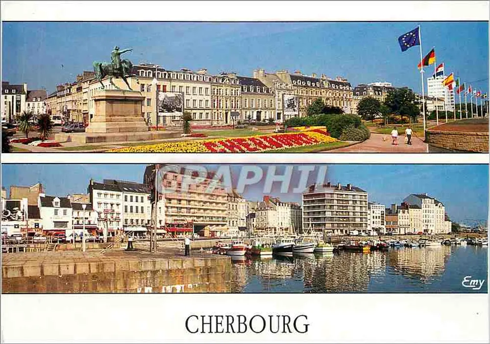 Cherbourg — Place Napoléon und quai de Caligny — Éditions Leconte - Vorderseite
