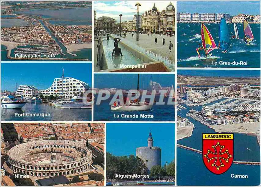 Languedoc — Montpellier, Palavas-lès-Flots, Le Grau-du-Roi, Port-Camargue, La Grande Motte, Nîmes, Aigues-Mortes, Carnon — Edições do Sol - Frente