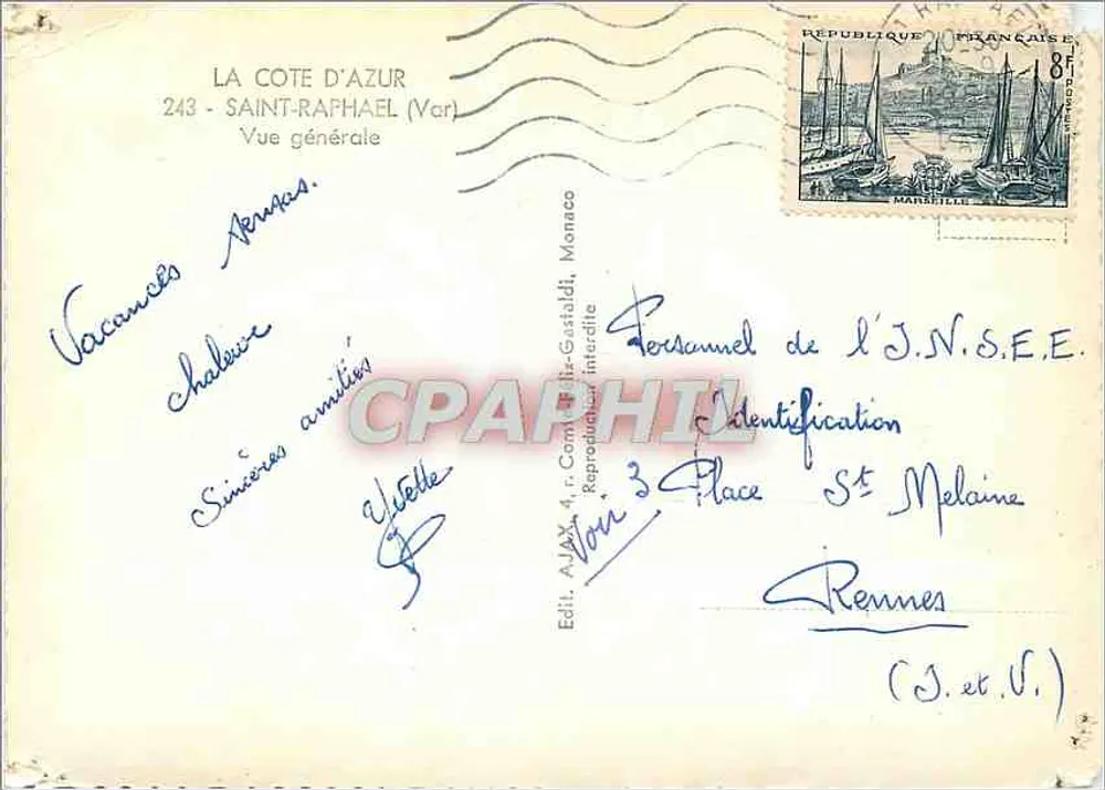 Saint-Raphaël — Vista geral — Edit. AJAX, Monaco - Verso