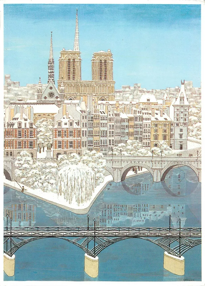 Notre-Dame de Paris — winterliche Ansicht mit Brücken über die Seine — Granick / G 13 - Vorderseite