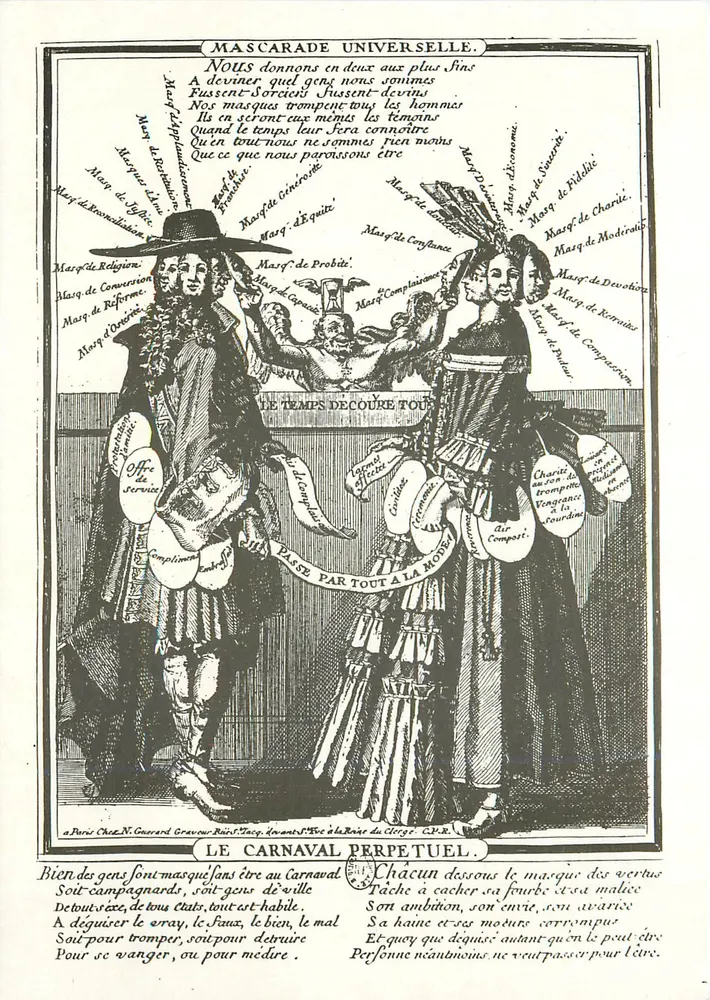 Universelle Maske — Das ewige Karneval — Kupferstich von Nicolas Guérard - Vorderseite