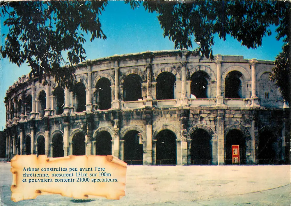 Arènes de Nîmes — ampitéatro romano — Imprensa da França - Frente