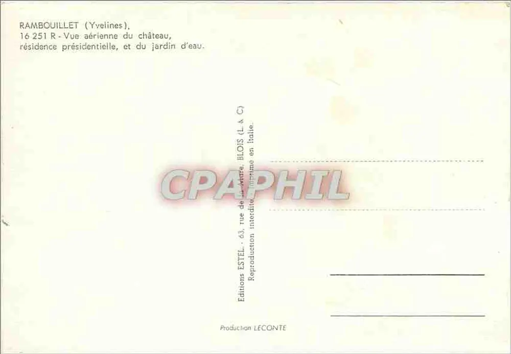 Rambouillet (Yvelines) — Château, jardin d'eau et vue aérienne — Éditions Estel - Verso