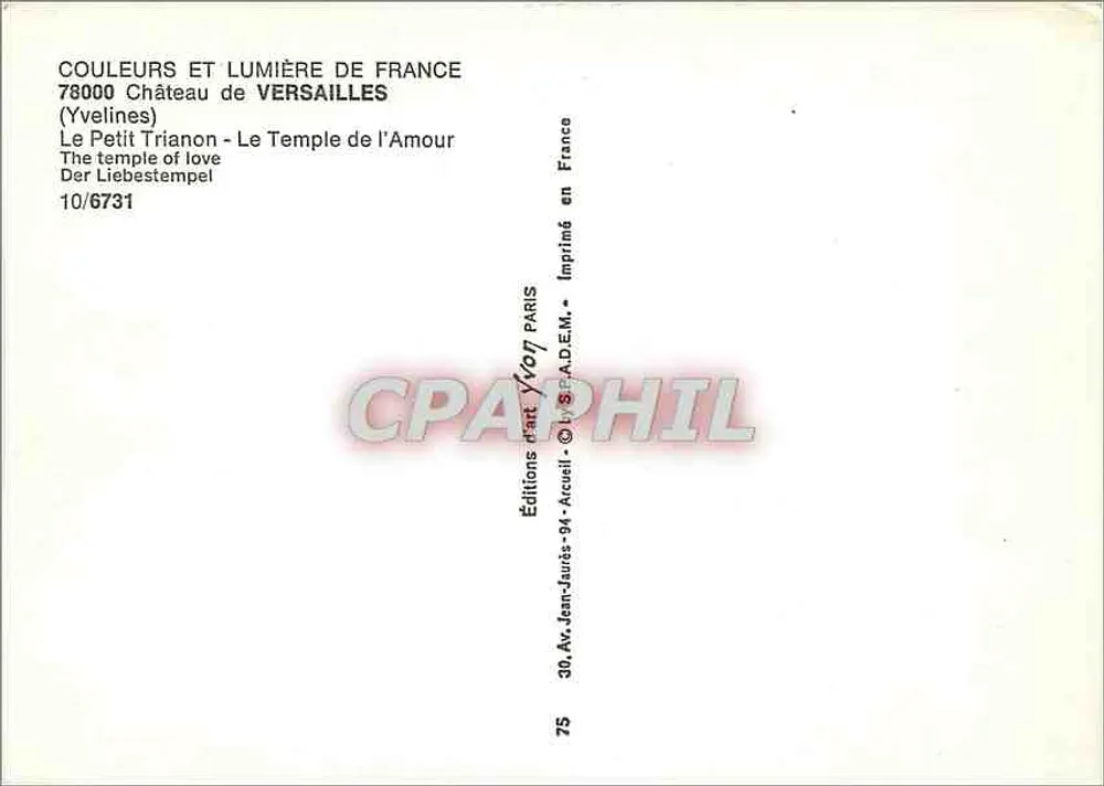 Das Petit Trianon — Der Tempel der Liebe — Schloss Versailles, Yvelines — Éditions Jean-Jaurès - Rückseite