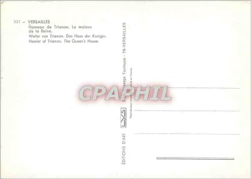 Versailles — Hameau de Trianon, Das Haus der Königin — Editions d'Art - Rückseite