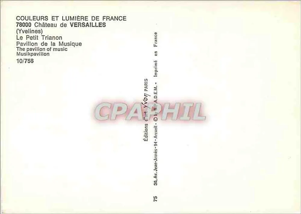 Der Petit Trianon — Pavillon der Musik — Éditions Jean Juvon - Rückseite