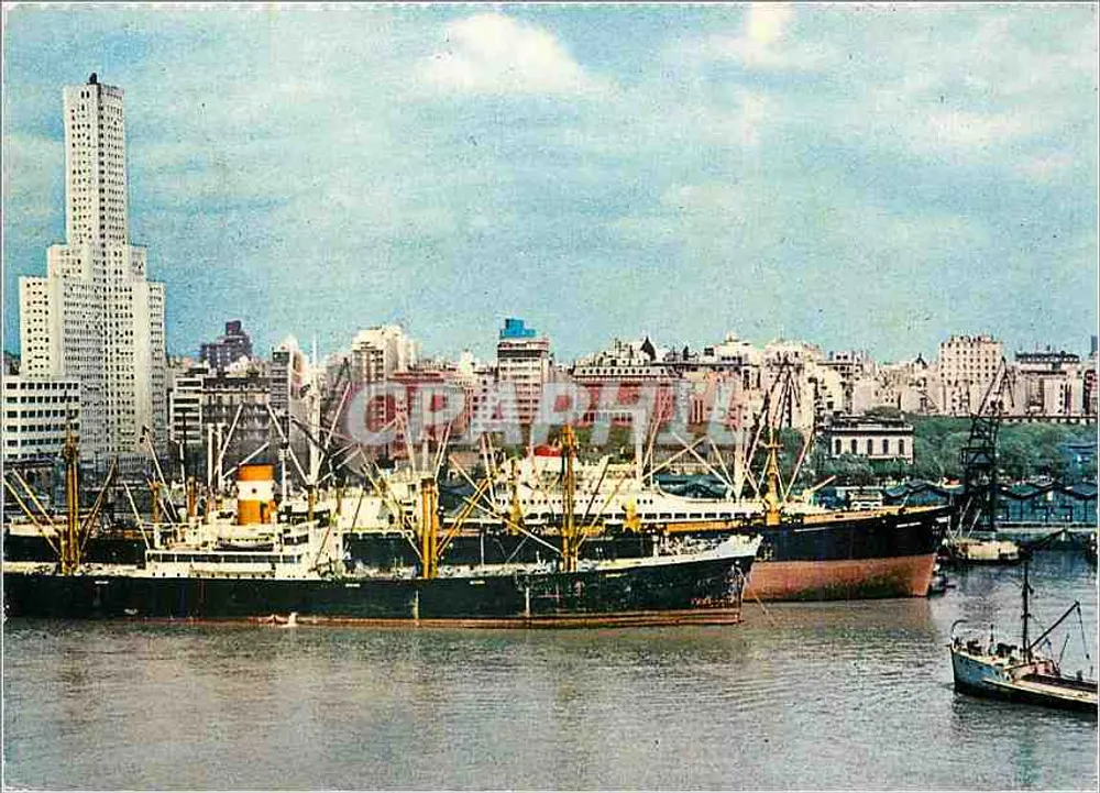 बुएनोस एयरेस के बंदरगाह — बंदरगाह और टॉवर का दृश्य — प्रकाशक Industria Argentina, संख्या 1 - आगे