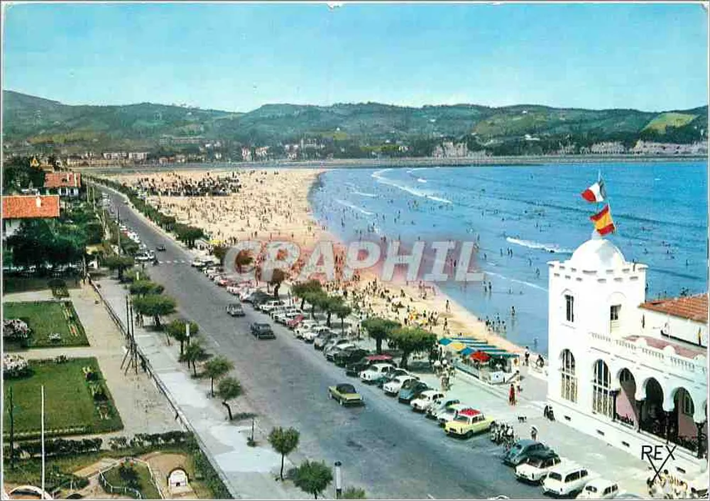 Hendaye (B.P.) - Spanische Grenze - Die Strände - Im Hintergrund Spanien — REX - Vorderseite