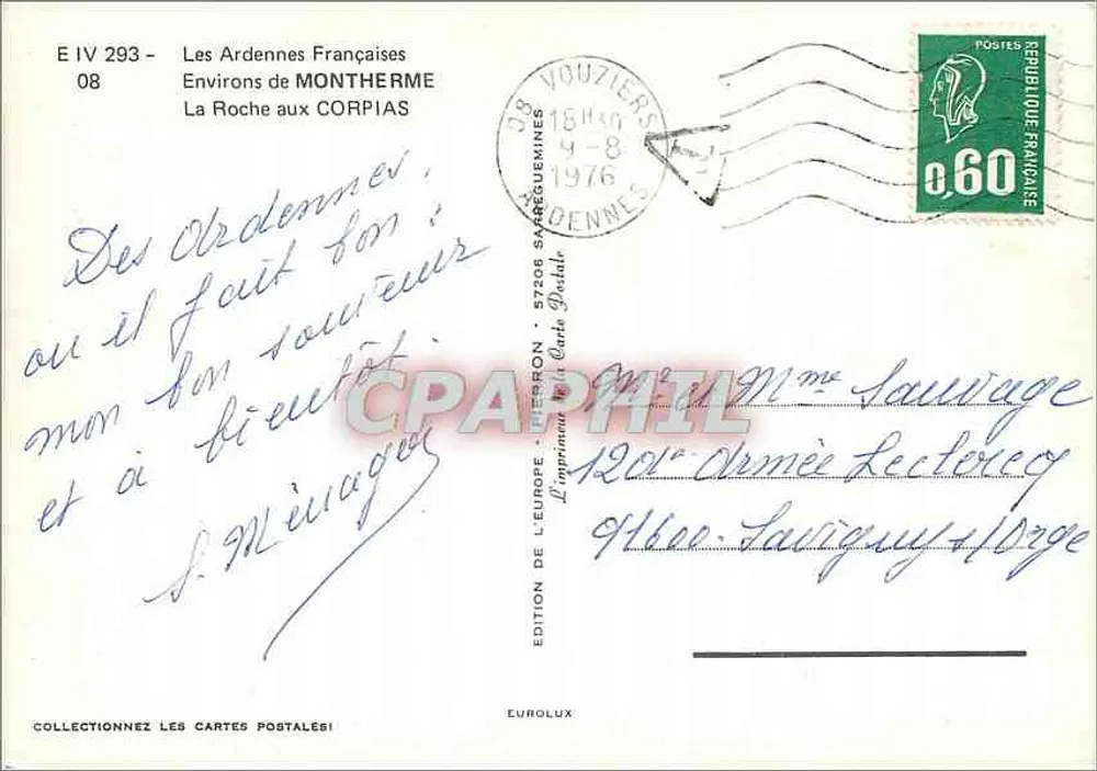 Französische Ardennen — Umgebung von Monttherme, La Roche aux Corpias — Édition de l'Europe, Vouziers - Rückseite