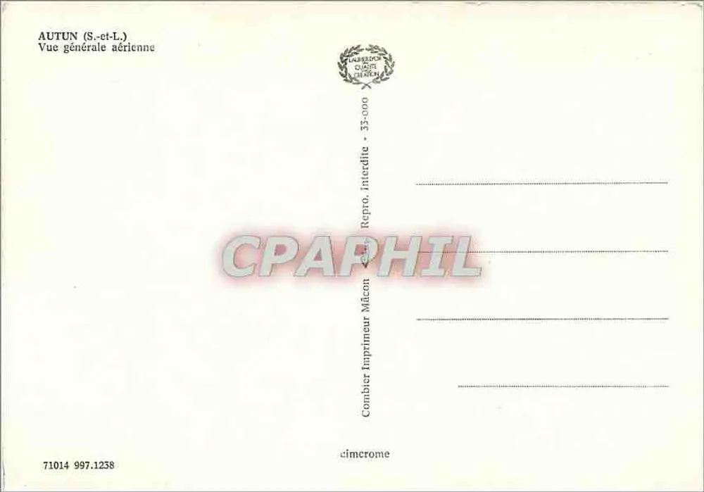 Autun (Saône-et-Loire) — Vista geral aérea — Impressor Combier, n° 71014 997.1238 - Verso