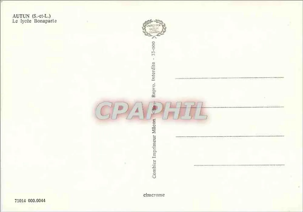Autun (S.-et-L.) — O liceu Bonaparte — Impressor Combier - Verso
