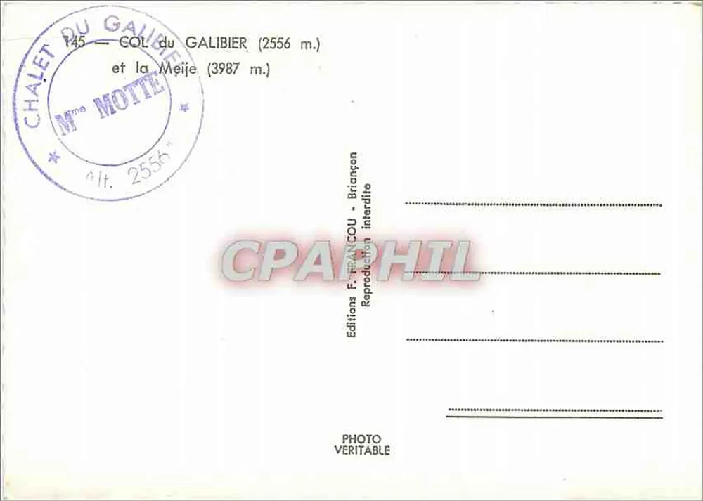 गैलिबियर के पास — गैलिबियर के पास (2556 मीटर) और मीज (3987 मीटर) — एडिशन एफ. फ्रांकौ - पीछे